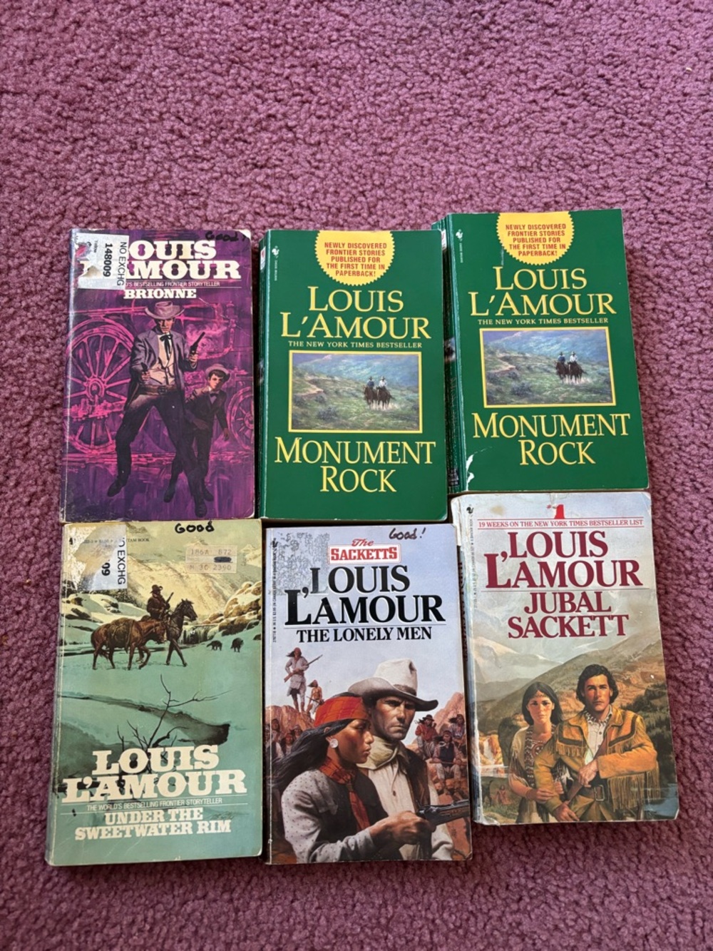 L'Amour Paperback Western Book Set - Green, Purple & Multicolor Covers